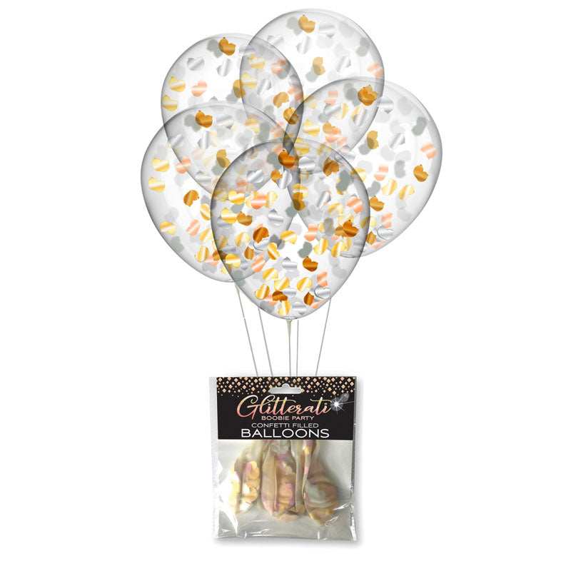 Glitterati Boobie Confetti Balloons Set of 5 Adult Party Supplies Bachelor & Bachelorette Items