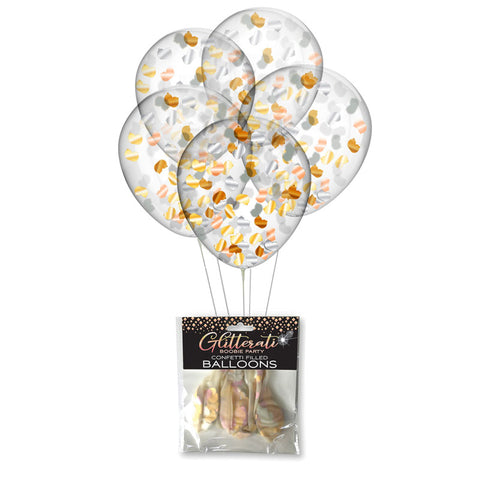 Glitterati Boobie Confetti Balloons Set of 5 Adult Party Supplies Bachelor & Bachelorette Items