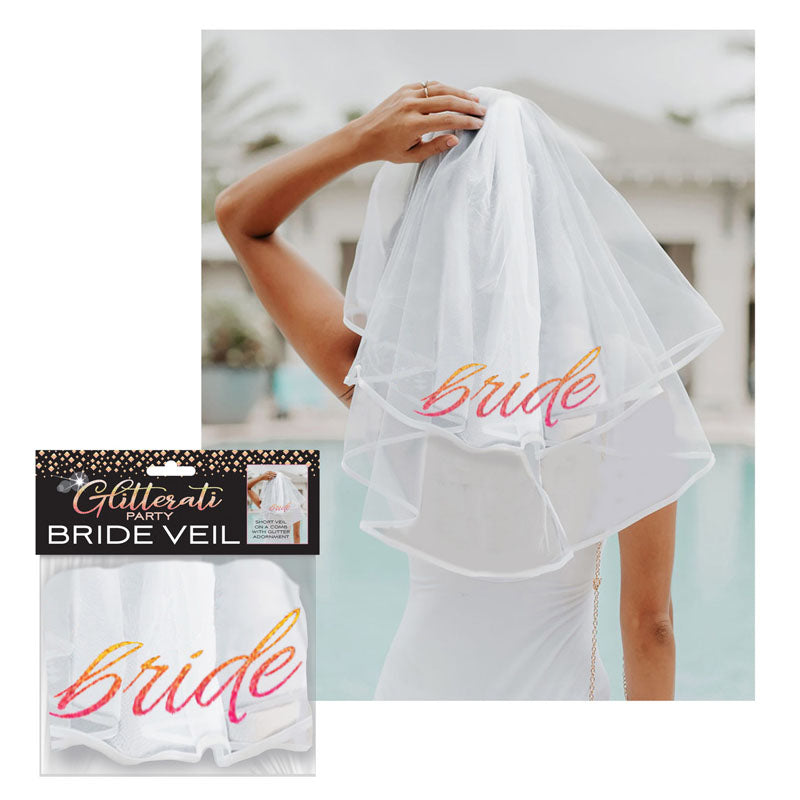 Glitterati Bride Veil Hens Party Novelty Accessory Bachelor & Bachelorette Items