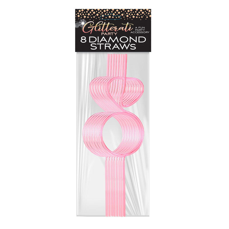 Glitterati Diamond Straw Set for Hens Party - Set of 8 Pink Diamond Twisty Straws Party Supplies