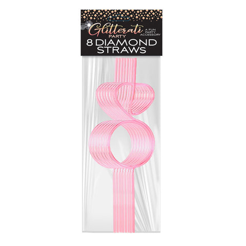 Glitterati Diamond Straw Set for Hens Party - Set of 8 Pink Diamond Twisty Straws Party Supplies