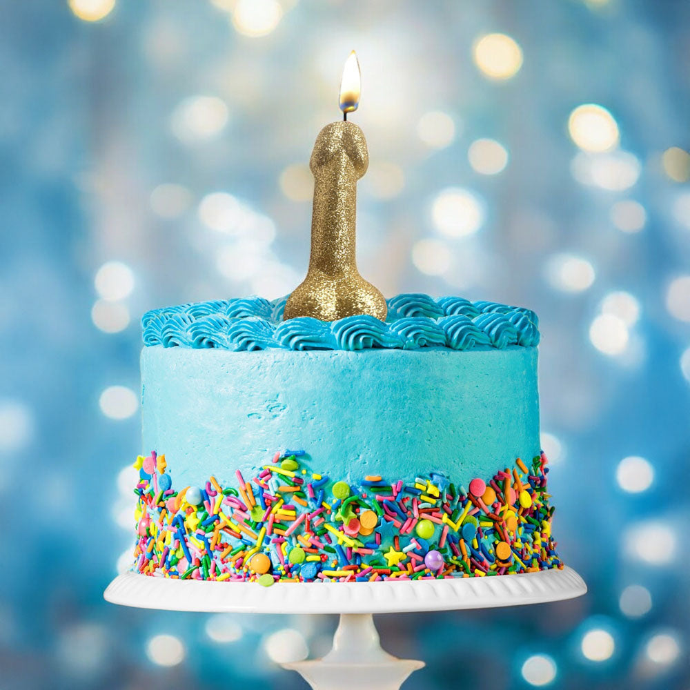 Glitterati Gold Glitter Penis Candle 10 cm Fun Party Accessory Secondary image