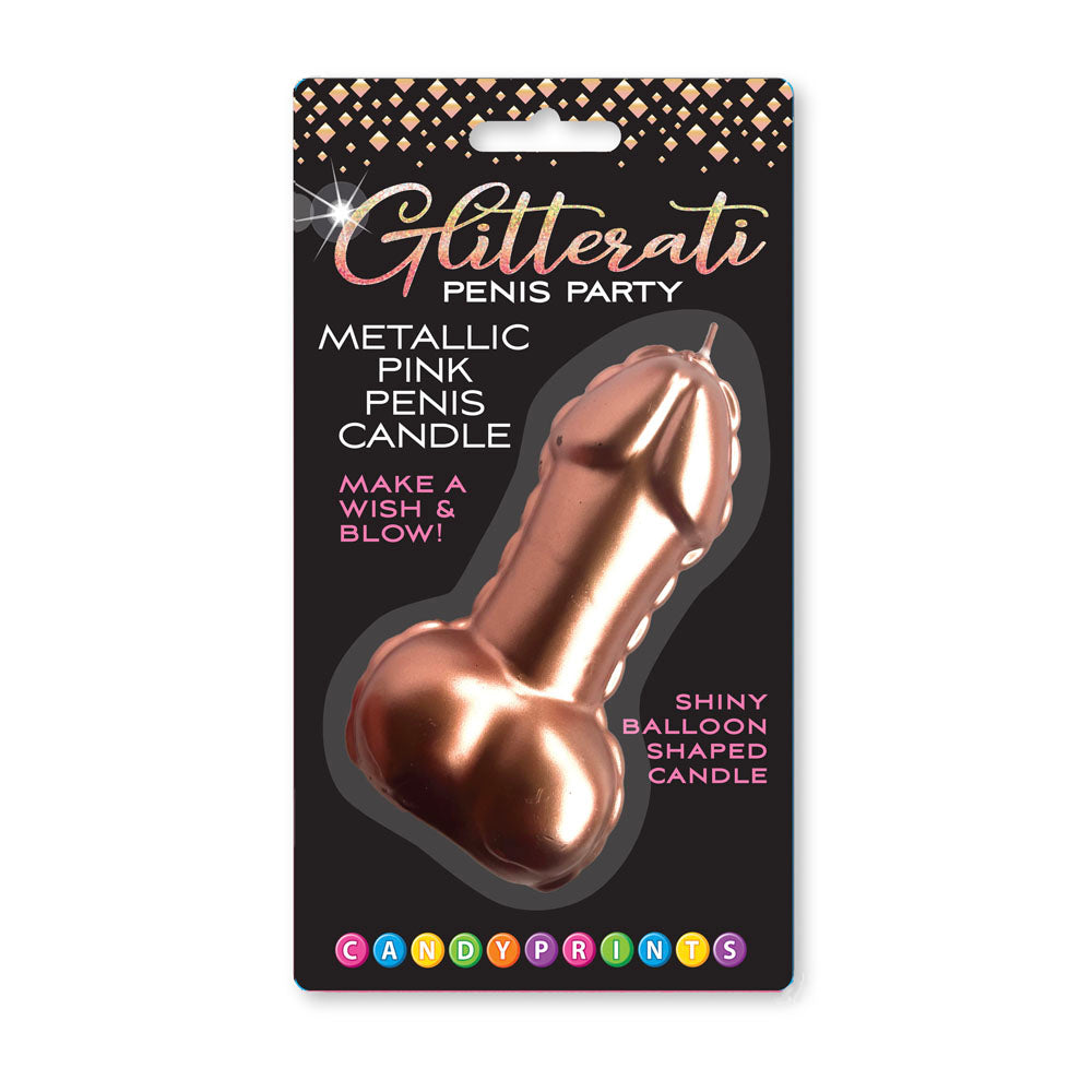 Glitterati Metallic Pink Penis Candle 10 Centimeter > Candles > Novelty Main image