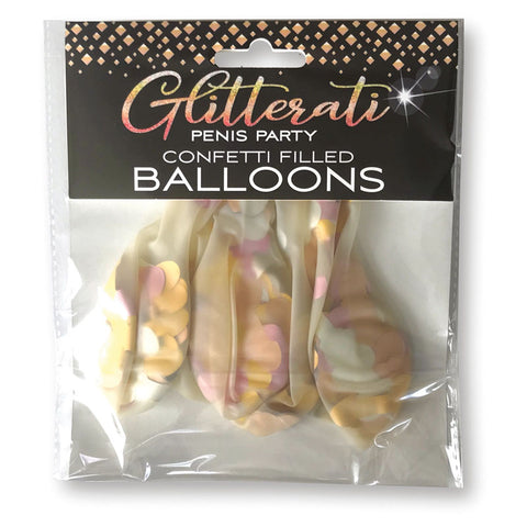 Glitterati Penis Confetti Balloons 5 Pack for Hens Party and Celebrations Party Supplies