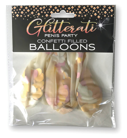 Glitterati Penis Confetti Balloons 5 Pack for Hens Party and Celebrations Party Supplies