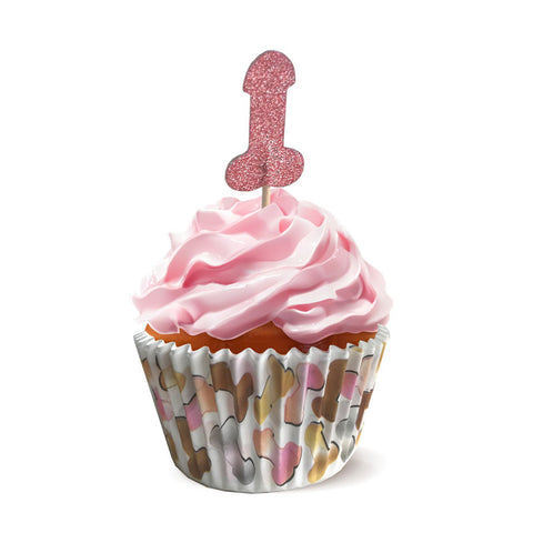 Glitterati Penis Party Cupcake Set of 24 for Hens Party and Celebrations Party Supplies
