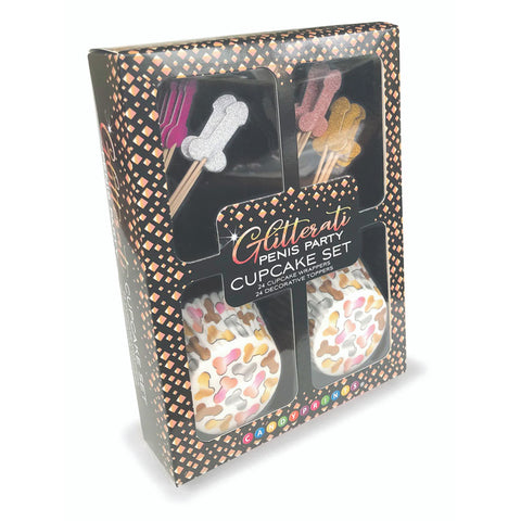 Glitterati Penis Party Cupcake Set of 24 for Hens Party and Celebrations Party Supplies