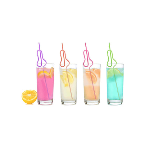 Glitterati Penis Silly Straws Set of 8 Reusable Colorful Party Straws Party Supplies