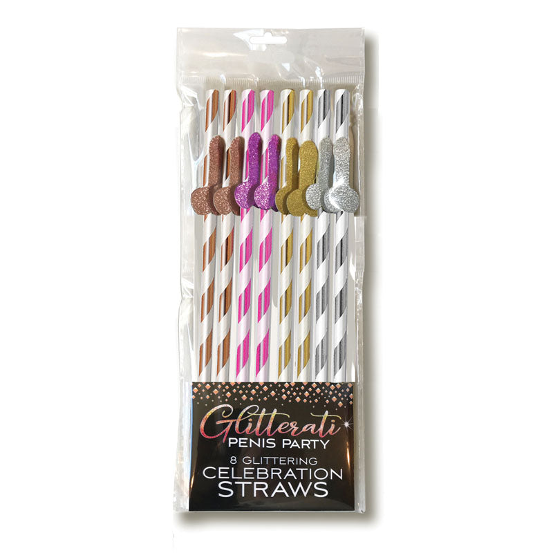 Glitterati Penis Tall Straws Party Straws 8 Pack Coloured Party Supplies