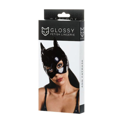 Glossy Wetlook Cat Mask (One Size) – Stylish Lingerie Accessory Womens Latex