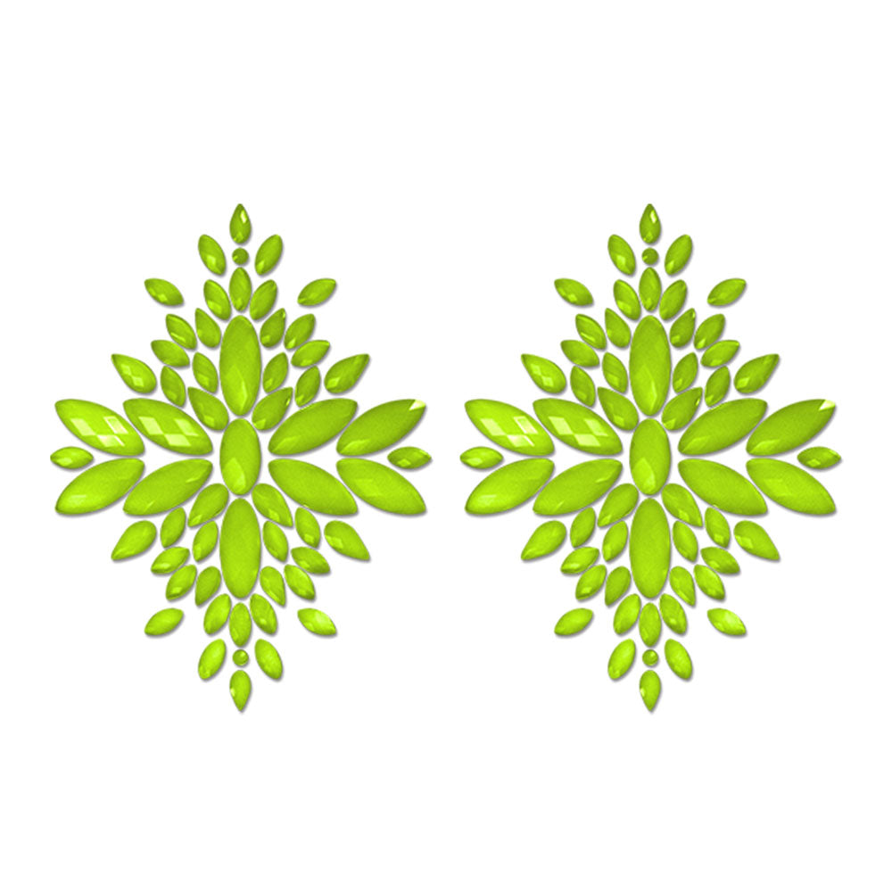 Glow Fashion Pasties Set - Neon Green Glow in the Dark Crystal Pasties for Parties and Festivals Pasties