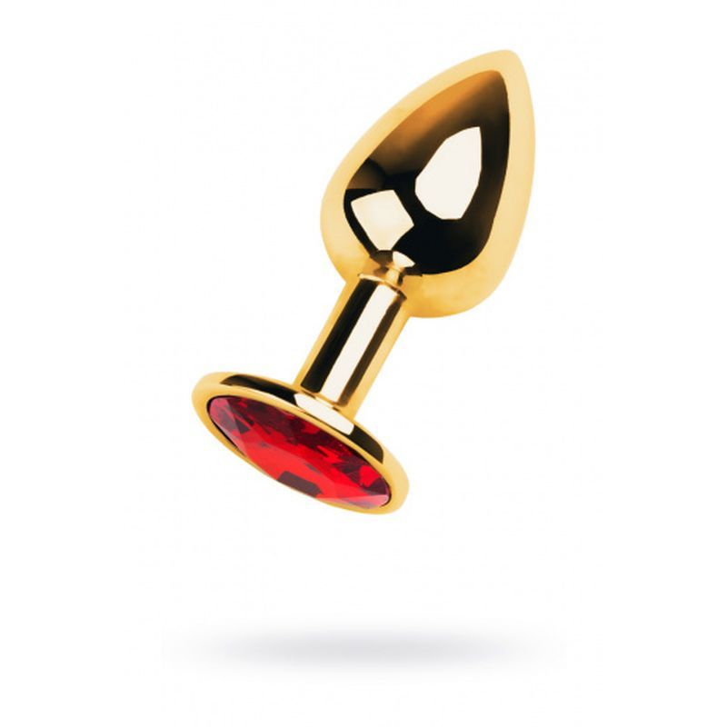 Gold Metal Anal Plug with Red Ruby Gem Small Secondary image