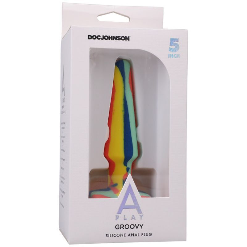 Groovy Silicone Anal Plug 5 Inch Sunrise Multi Colored Secondary image