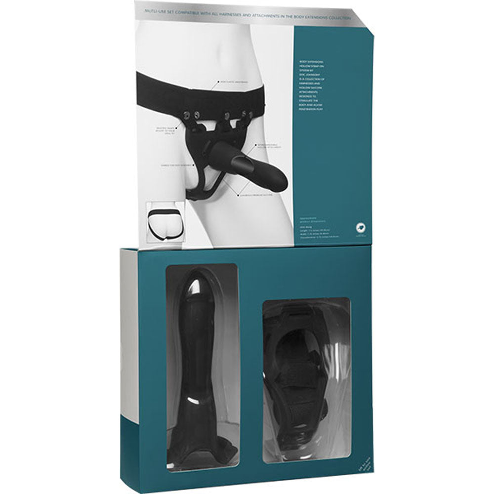 Be Strong 7.5 Inch Slim Dong 2 Piece Hollow Silicone Strap-On Set Black > Dildos > Hollow Strap Ons