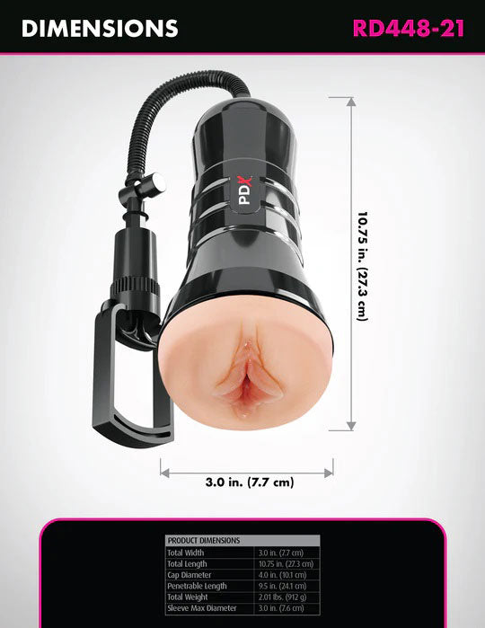 PDX Wet Pussies Super Sucker XXL – Suction Pump Vagina Stroker > Sex Toys For Men > Masturbators > Manual
