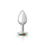 Cheeky Charms Silver Round Butt Plug with Rainbow Jewel Small > Anal Range > Jewel Butt Plugs
