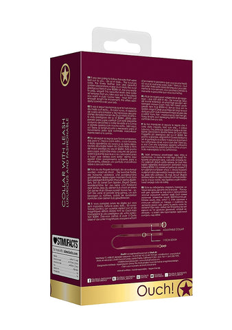 Ouch Halo Collar With Leash Burgundy Restraint BDSM Accessory > Bondage Gear > Collars & Leashes