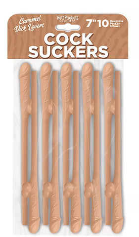 Hott Products Cock Sucker (Chocolate Brown) – 7 Inch Reusable Novelty Drink Straws Set of 10 > Novelties > Party Supplies