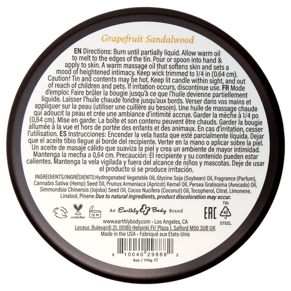 EB Aphrodisiac Massage Candle - Grapefruit Sandalwood - Grapefruit Sandalwood Scented Massage Candle - 170 g > Candles > Massage