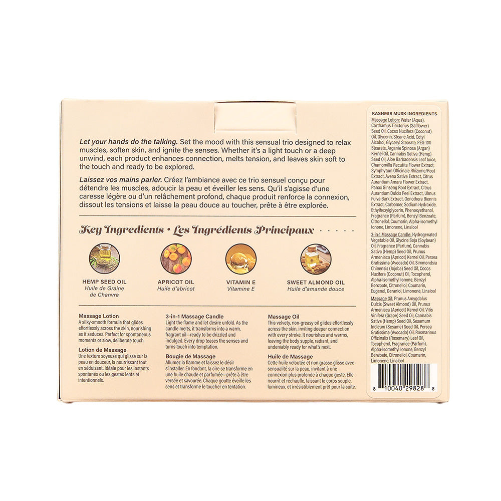 Hemp Seed Tranquility Trio Kashmir Musk – 3-Piece Scented Massage Kit Secondary image