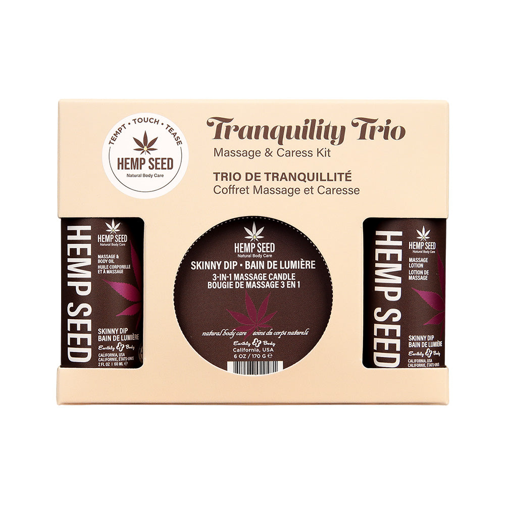 Hemp Seed Tranquility Trio – Skinny Dip Scented Massage and Caress Kit 3 Piece Default Title > Essentials > Massage Gift Set Main image