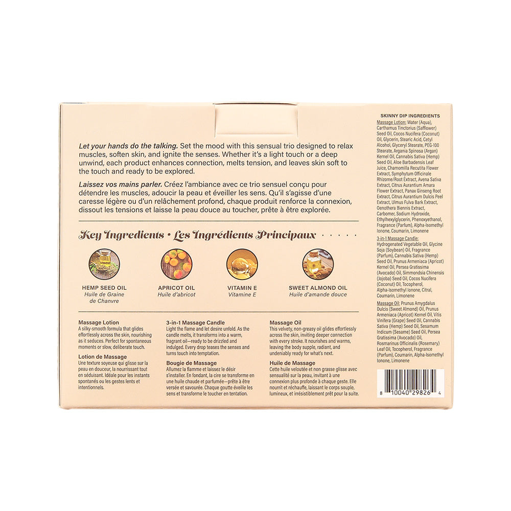 Hemp Seed Tranquility Trio – Skinny Dip Scented Massage and Caress Kit 3 Piece Secondary image