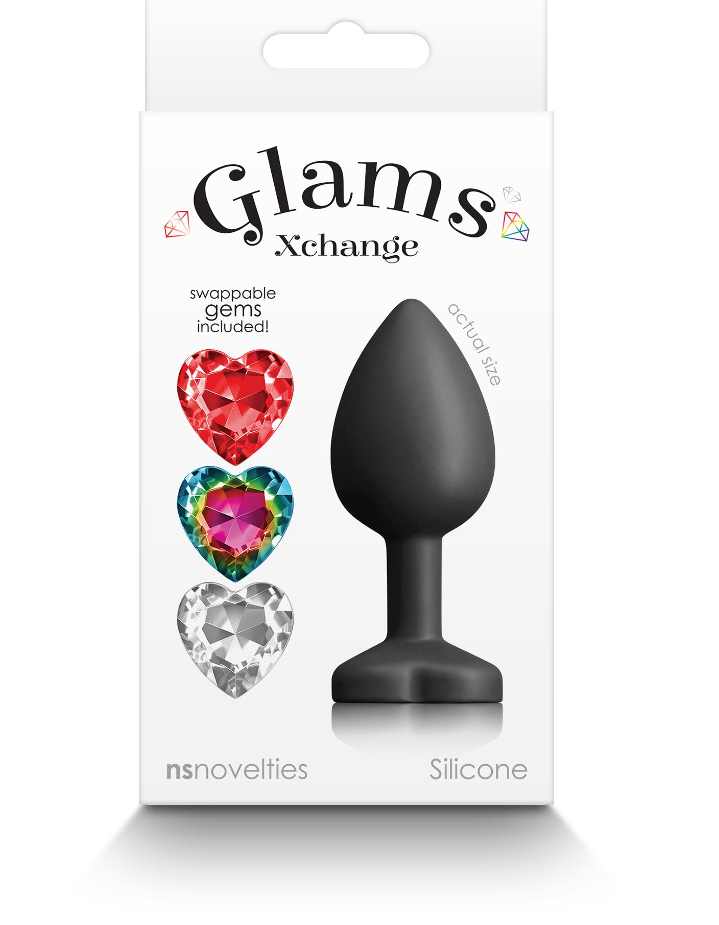 Glams Xchange Heart Small (Interchangeable Heart Gems) – Small Silicone Butt Plug Black Small > Anal Range > Jewel Butt Plugs