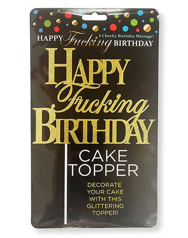 Happy Birthday Cake Topper with Glittering Gold Design Party Supplies
