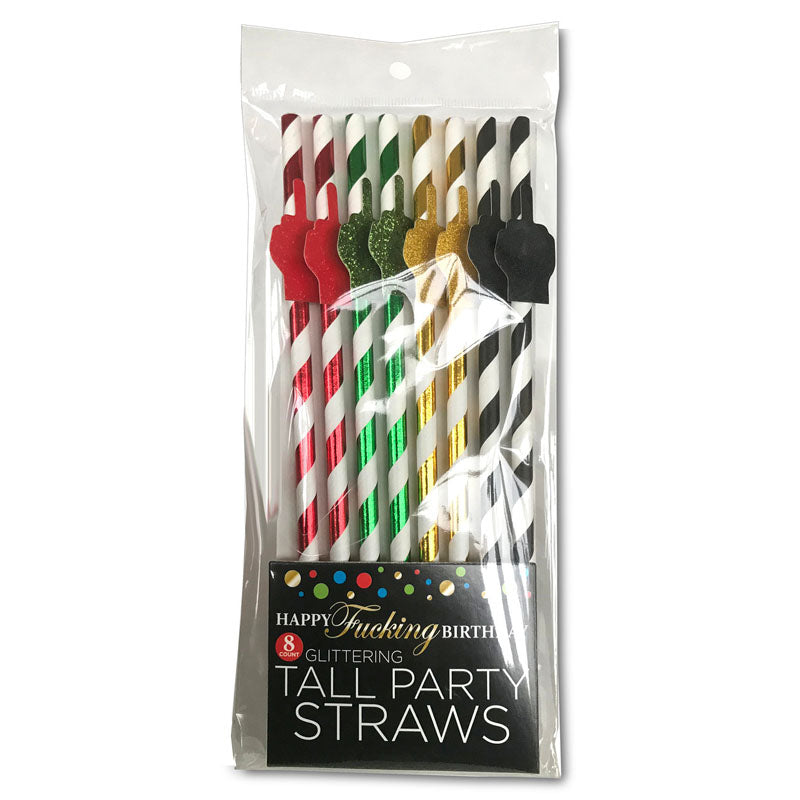 Happy Birthday Tall Party Straws - 8 Pack Fun Adult Party Straws > Novelties > Party Supplies Main image