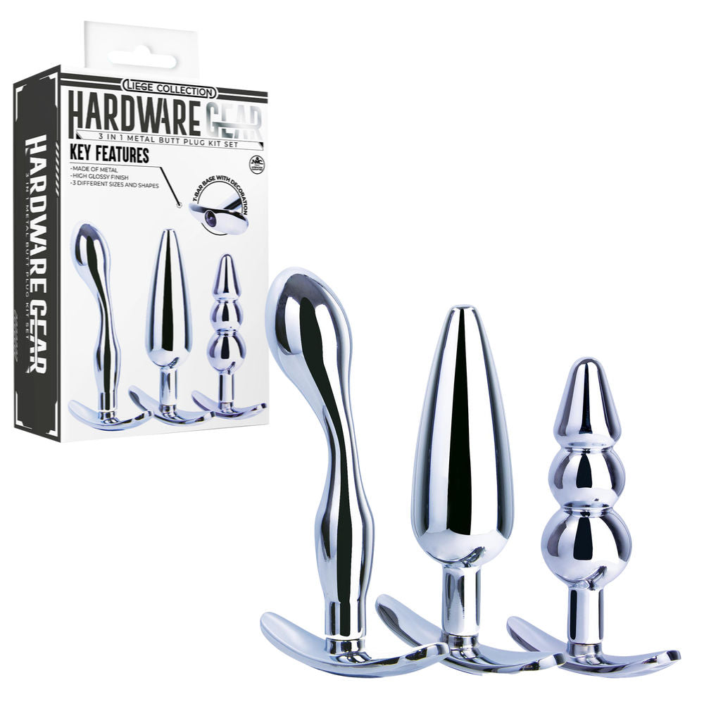 3 in 1 Metal Butt Plug Kit – High Gloss Finish Metal Butt Plug Set > Anal Range > Butt Plug Kits Main image
