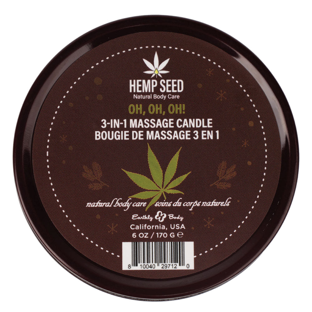 Hemp Seed 3-In-1 Massage Candle 170g Amber Musk Warm Tobacco Caramel Massage Oil