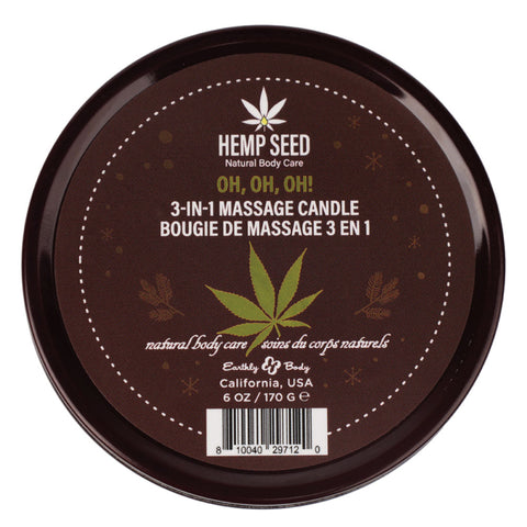 Hemp Seed 3-In-1 Massage Candle 170g Amber Musk Warm Tobacco Caramel Massage Oil