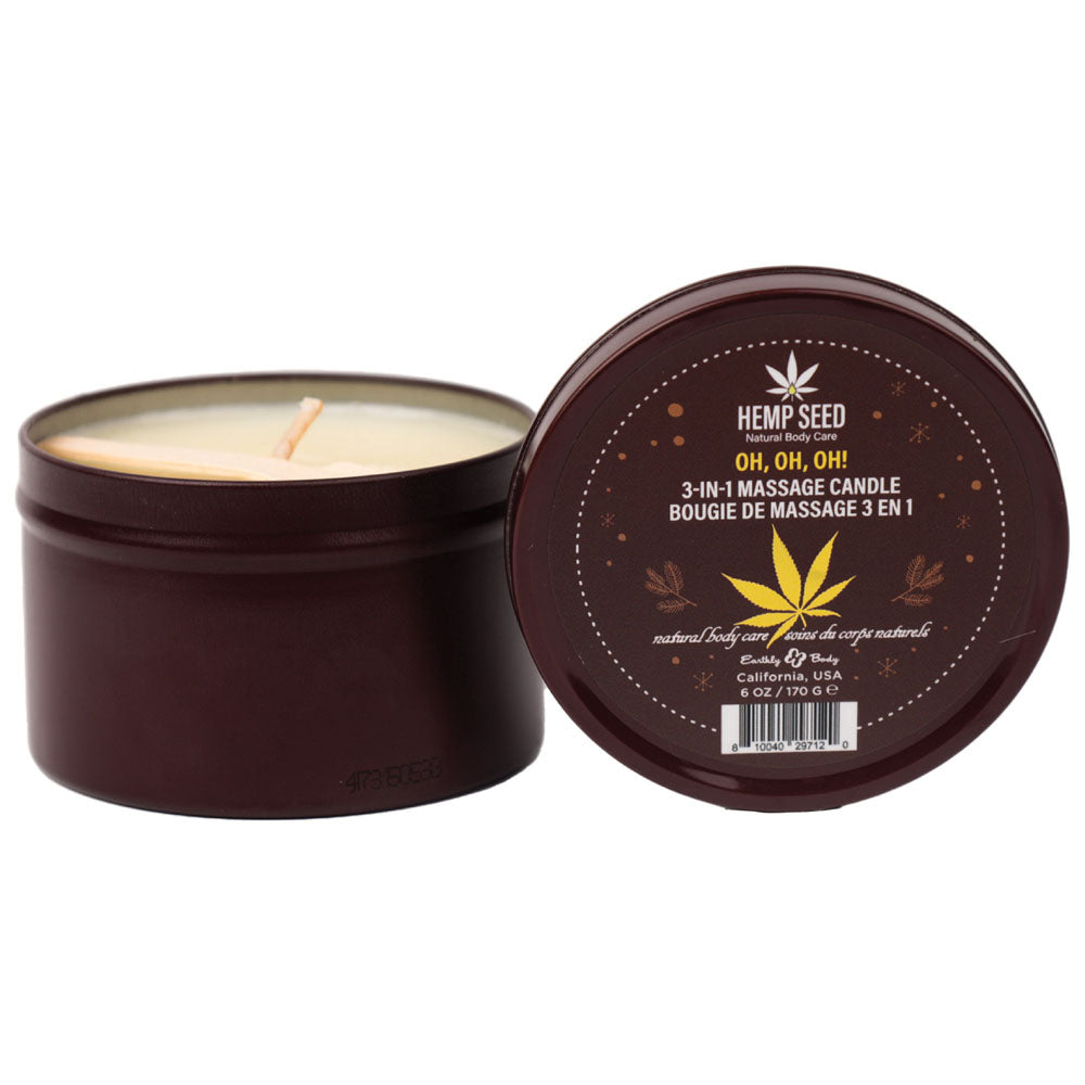 Hemp Seed 3-In-1 Massage Candle 170g Amber Musk Warm Tobacco Caramel Default Title Massage Oil