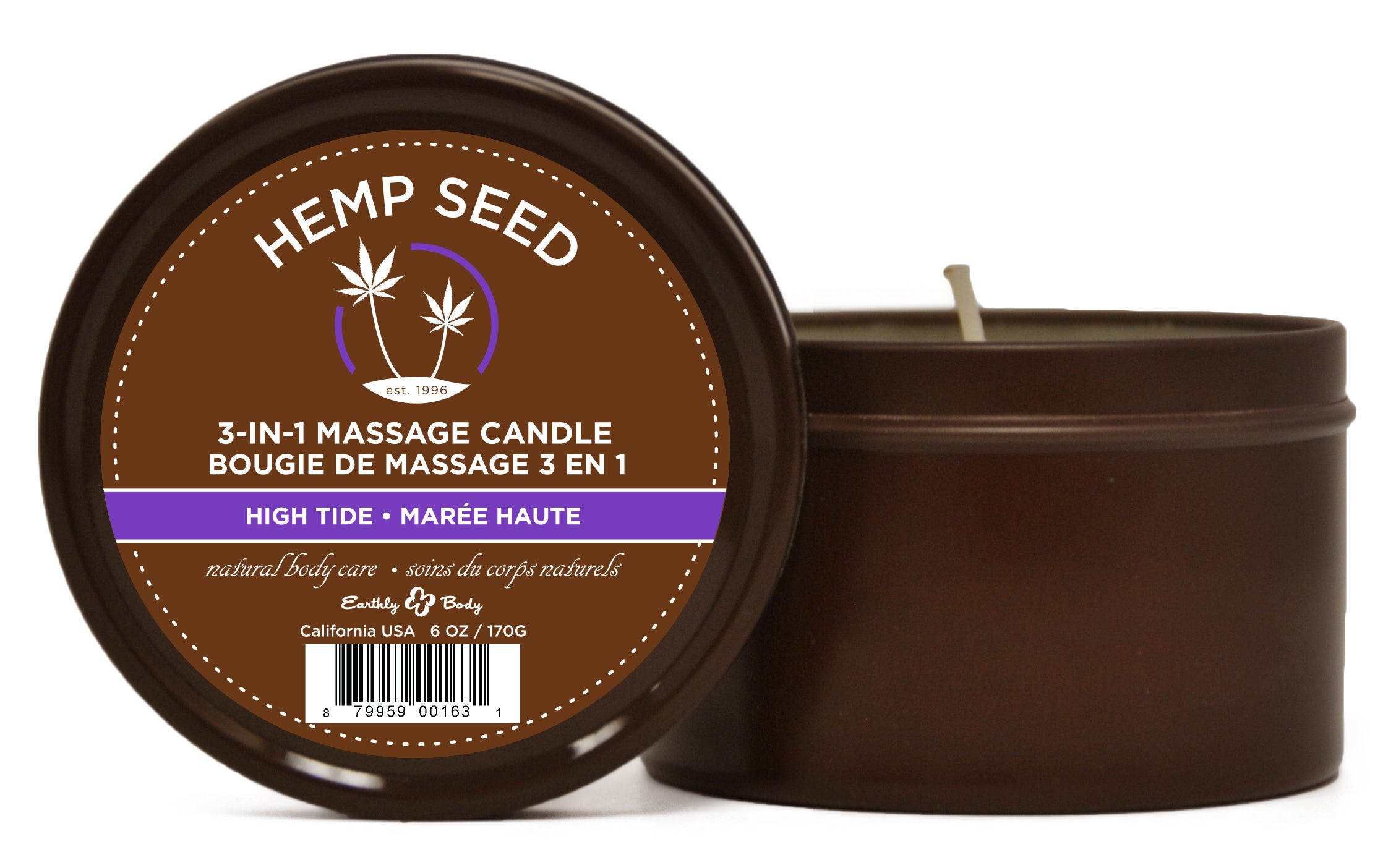 Hemp Seed 3-In-1 Massage Candle 170g - High Tide Coconut Lime Verbena Massage Oil