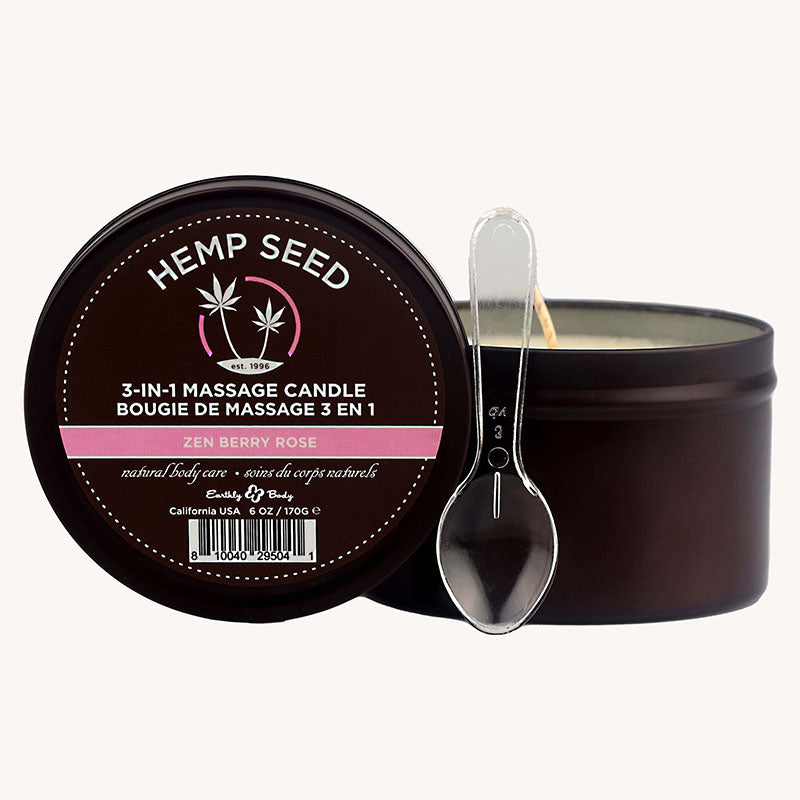 Hemp Seed 3-In-1 Massage Candle 170g - Zen Berry Rose Aromatherapy Default Title Massage Oil