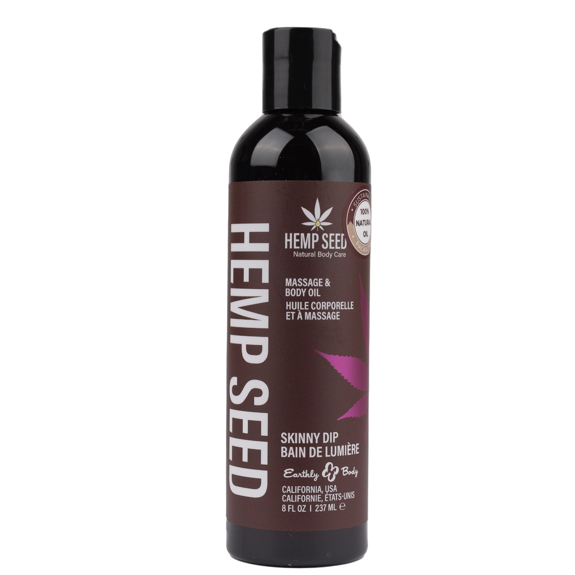Hemp Seed Massage and Body Oil Skinny Dip Vanilla and Fairy Floss Scented 237 Milliliter Bottle Massage Oil