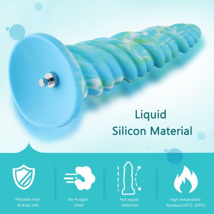 HiSmith 10 Inch Silicone Aqua Awl Dildo – Vibrant Waterproof Dildo Sex Machine Attachments