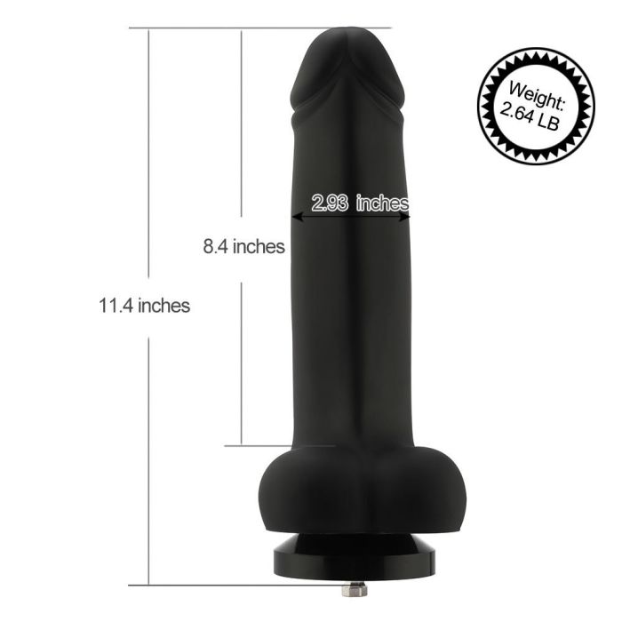HiSmith 11.4 Inch Smooth Black Silicone Dildo – Sleek Large Silicone Dildo Sex Machine Attachments