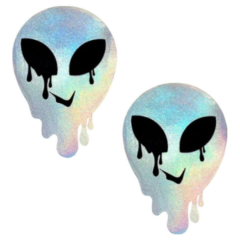 Holographic Melty Alien Pasties Handmade in California – Fashion Pasties > Clothes > Pasties Main image