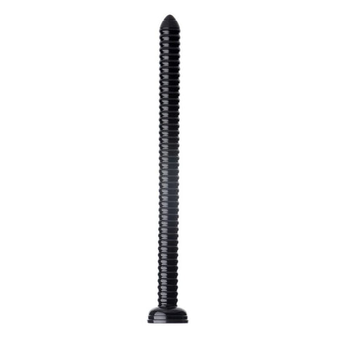 Hosed 19 Inch Ribbed Anal Snake Black Dongs Big