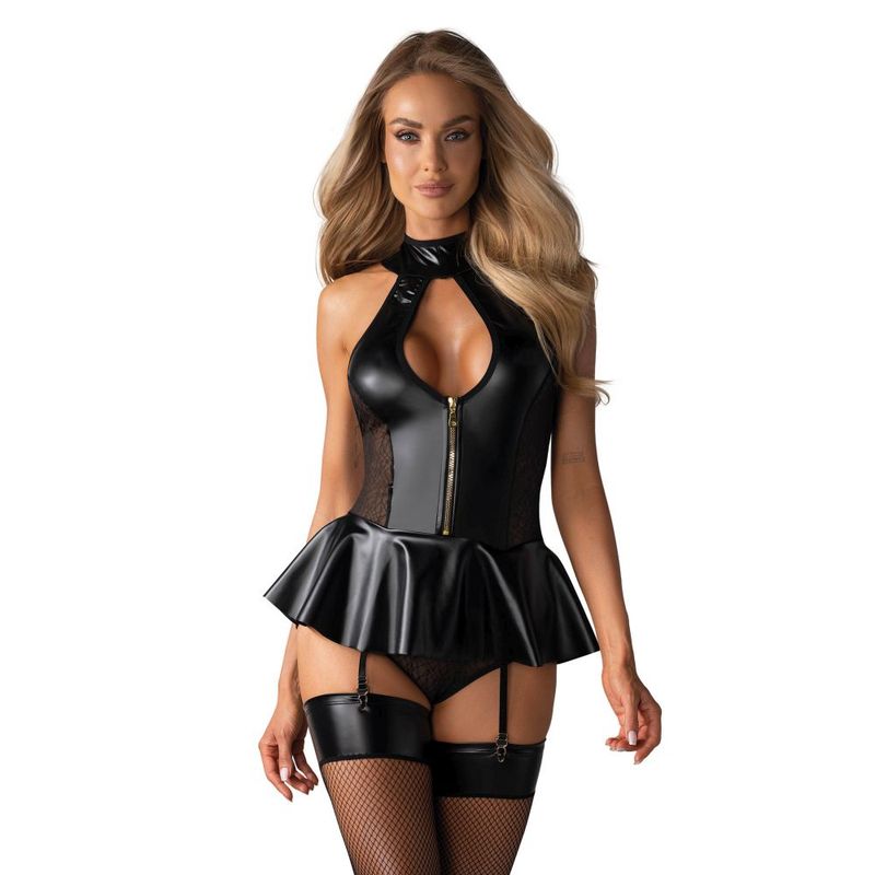 Hot Corset and Panties Set in Black Large Extra Large Bodystocking