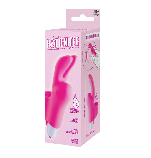 Hot Igniter Vibration Finger Sleeve Pink 4.6 Inch Splash Proof Silky Surface with 10 Dynamic Rhythms Finger Stimulator