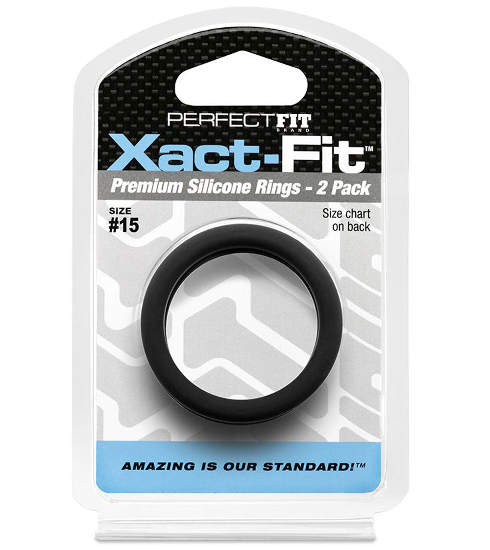 Xact Fit Cock Rings 1.6 Inch Two Pack Black COCK RINGS
