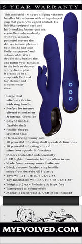 Evolved Bunny Buddy 22.2 Centimeter Rabbit Vibrator Blue > Vibrators > Ladies > Rabbit