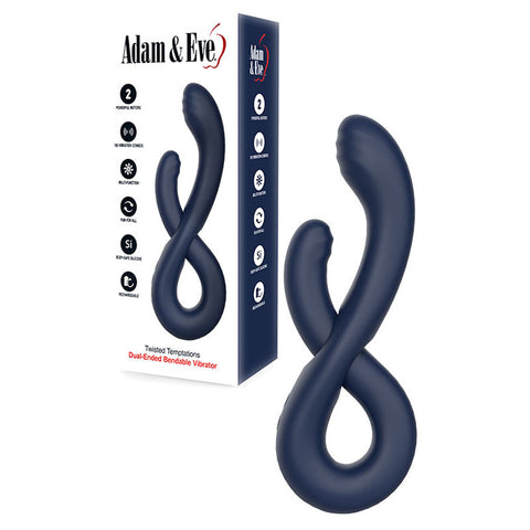 Adam & Eve Twisted Temptations 22.4 cm Bendable Vibe - Navy Blue VIBRATORS-RABBIT