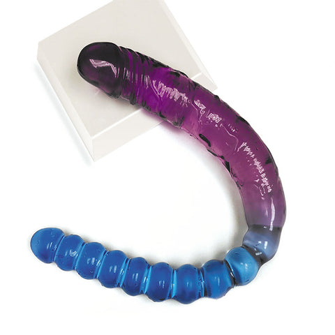 Shades 17 Inch Jelly Double Dong in Violet and Blue Double Dongs