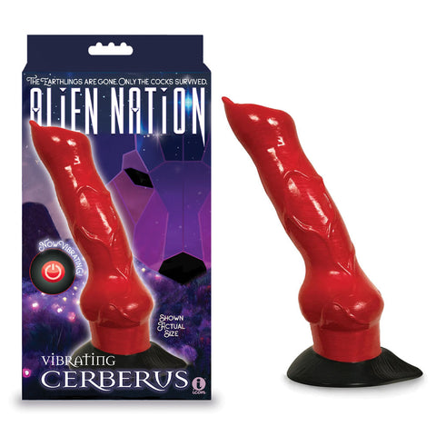 Alien Nation Cerberus Vibrating Fantasy Dong 7.5 Inch – Silicone Dong Red > Dildos > Fantasy