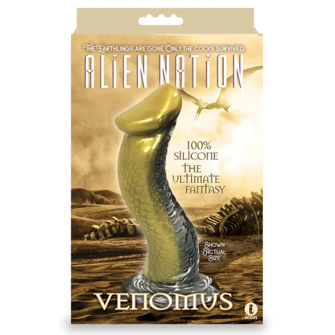 Alien Nation Venomus 8.5 Inch (Silver Gold) Fantasy Dong – Silicone Dildo 8.5 Inch Fantasy Dongs