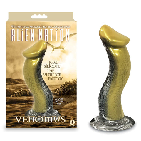Alien Nation Venomus 8.5 Inch (Silver Gold) Fantasy Dong – Silicone Dildo 8.5 Inch Gold Fantasy Dongs