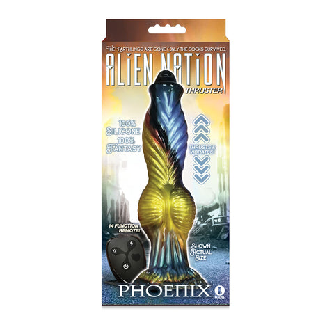 Alien Nation Phoenix (Gold/Blue & Black) – Thrusting 25.4 cm Dong With Remote 10 Inch > Dildos > Fantasy
